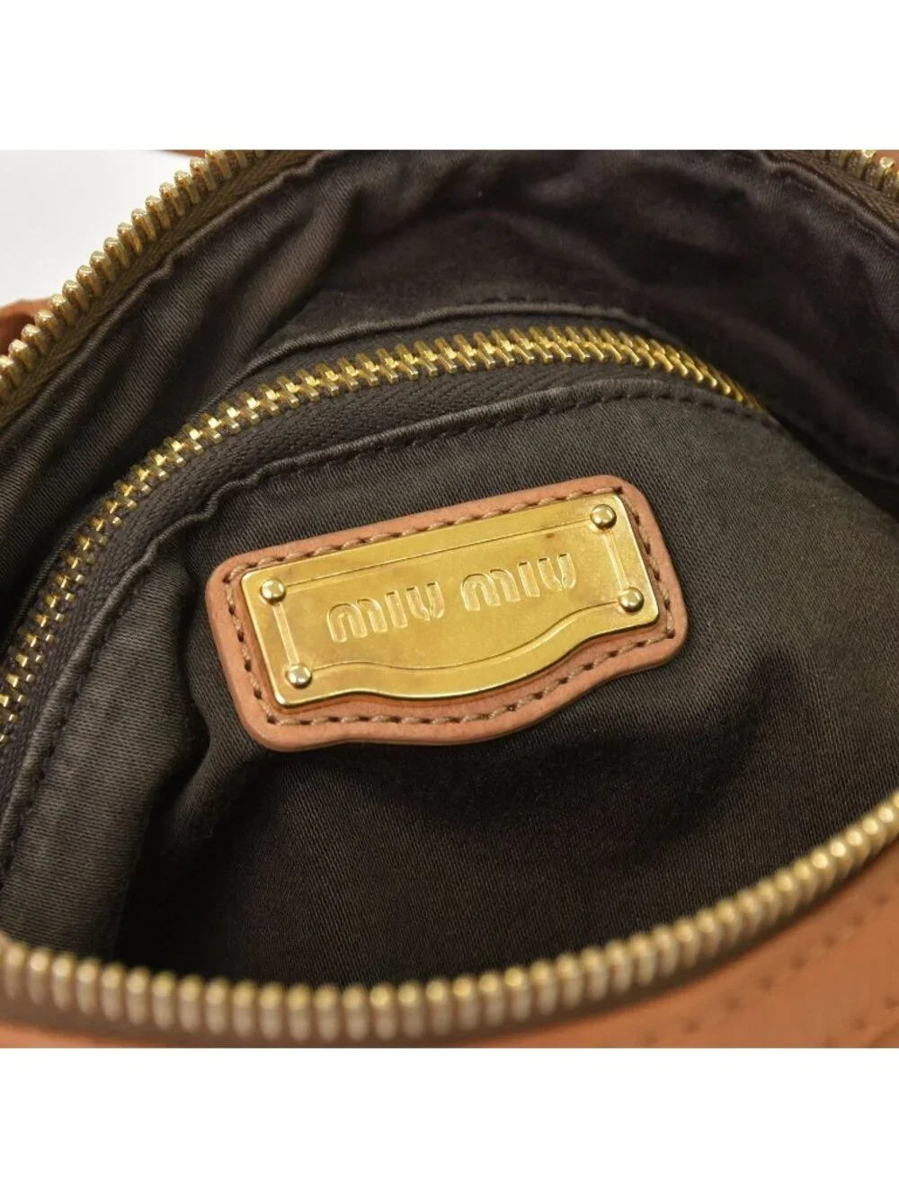 Miu Miu Intrecciato 2-Way Leather Shoulder Fringe Hobo Brown Lambskin Gold